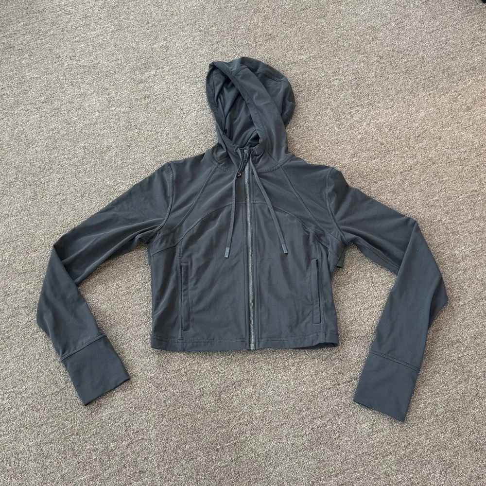 Lululemon Hooded Define Jacket Nulu Cropped Dark Gray Full‎ Zip Size Small